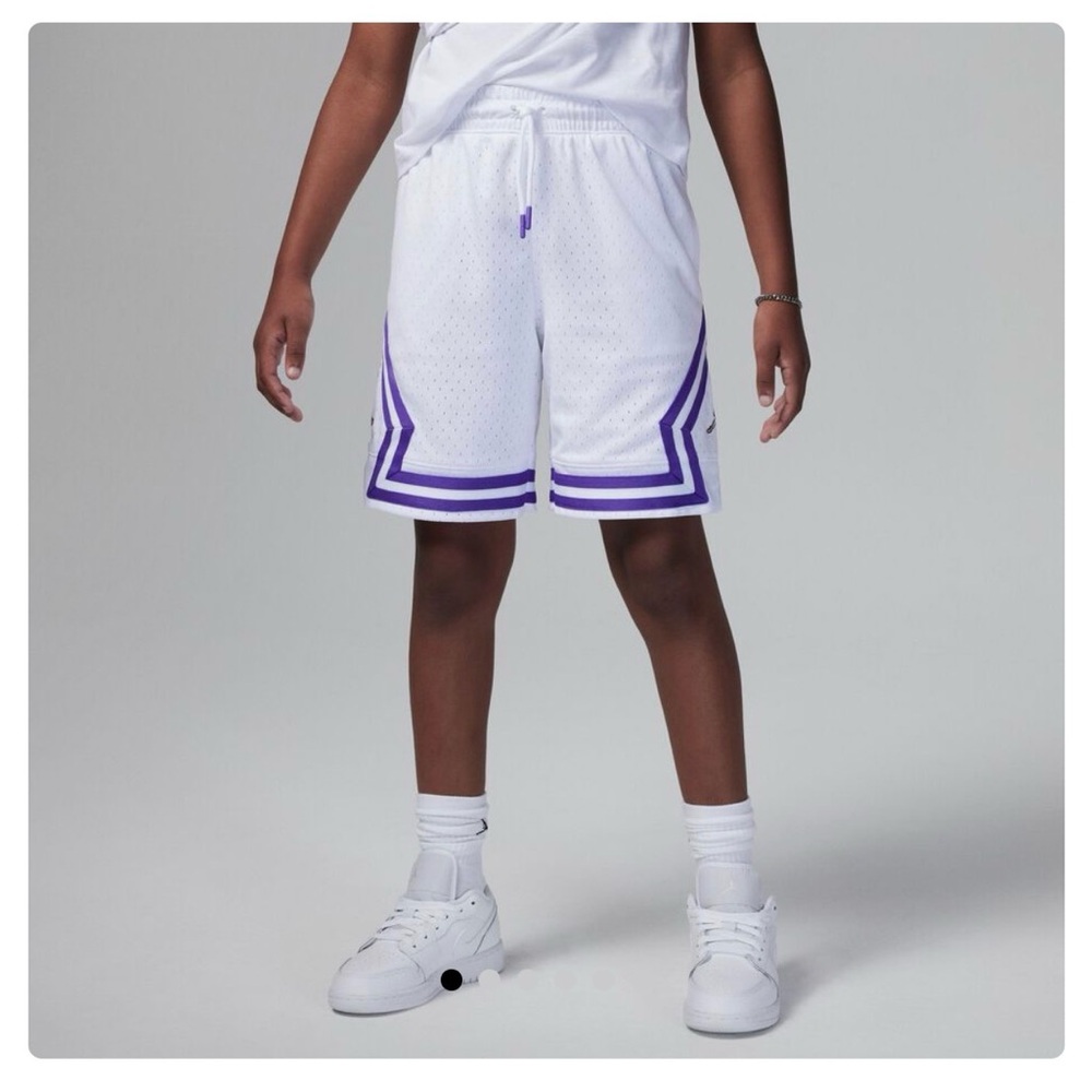 Jordan Kids' White & Purple Basketball Shorts